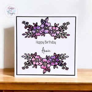 Personalised Handmade Birthday Card featuring a Watercolour Floral Banner  | 290