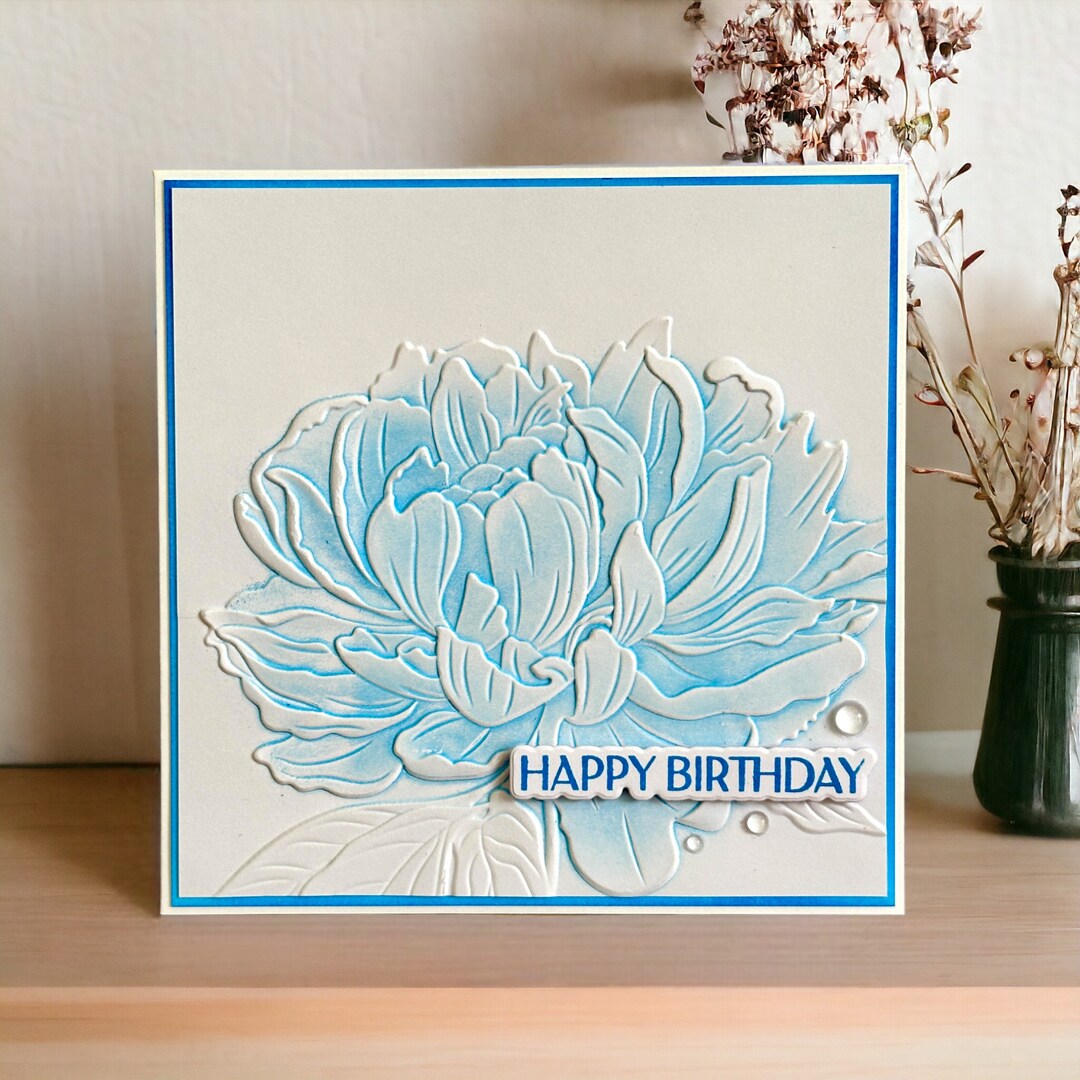 Peony Flower Birthday Card, Choice of Colours & Sentiments, 3D Embossed ...
