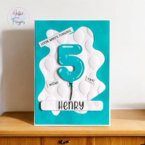 Personalised Birthday Card for Any Age, Handmade Birthday Card, Many Colour Options, Age Custom Card, Balloons Birthday Card | 095