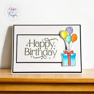 Handmade Birthday Card featuring Birthday Present and Balloons | 233