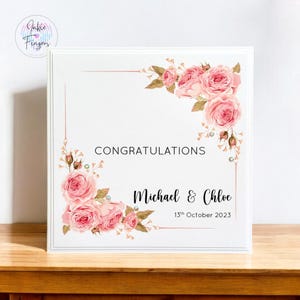 Personalised Wedding Card, Handmade Wedding Card featuring Pink Roses | 288