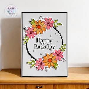 Handmade Birthday Card featuring Hand Stamped and Ink Blended Florals | 136
