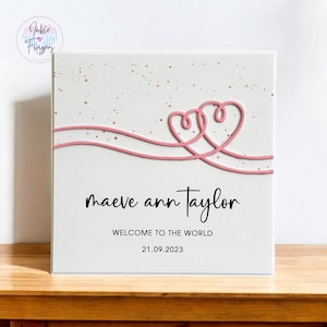 Personalised New Baby Girl Card, Handmade New Baby Card, Pink Love Hearts | 131