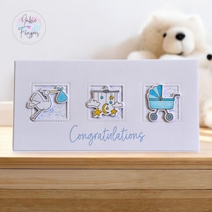 Money Card for New Baby Cash Gift, Handmade Money Wallet Card and Envelope, Perfect for Money or Gift Vouchers, Blue New Baby Design | 116