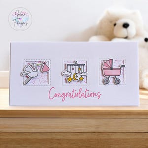 Money Card for New Baby Cash Gift, Handmade Money Wallet Card and Envelope, Perfect for Money or Gift Vouchers, Pink New Baby Design | 115