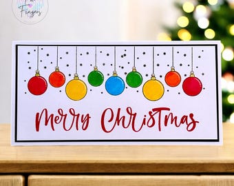 Money Card for Christmas Cash Gift, Handmade Money Wallet Card and Envelope, Perfect for Cash or Gift Vouchers, Christmas Baubles | 242