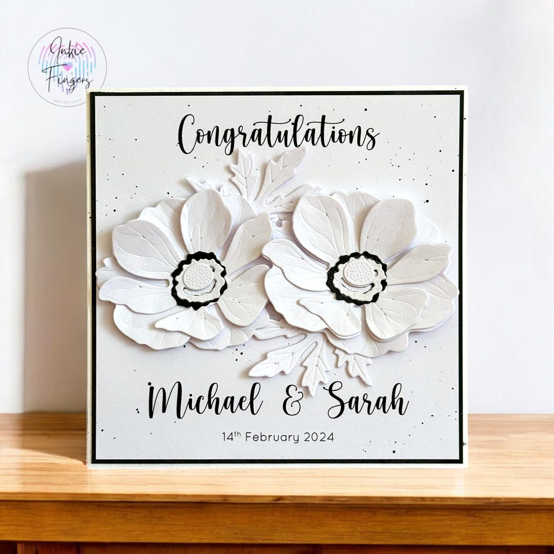 Personalised Handmade Wedding Card Featuring White Flower Design | 151 ...