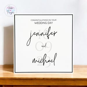 Congratulations On Your Wedding Day, Personalised and Handmade Wedding Card, Minimalist Monochrome Card | 310