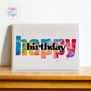 Handmade Birthday Card featuring a Colourful Happy Birthday Cutout Design | 013