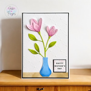 Handmade Mother's Day Card featuring Hand Die Cut and Coloured Vase of Flowers | 444