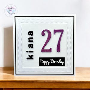 Personalised Name and Age Birthday Card, Many Different Number Colour Options | 004