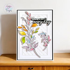 Thinking Of You Every Day, Handmade Sympathy Card featuring Hand Stamped and Coloured Floral Leaf Spray | 429