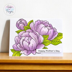 Happy Mother's Day, Handmade Card featuring Stunning Hand Stamped Peonies | 440