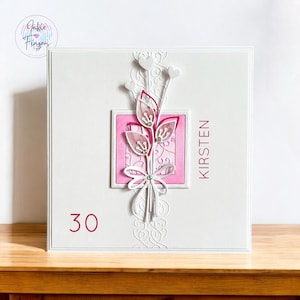 Personalised Birthday Card featuring Flowers and Hearts, Handmade Birthday Card | 439