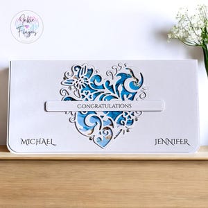 Money Card for Wedding Cash Gift, Personalised Handmade Money Wallet Card & Envelope, Perfect for Money or Gift Vouchers, Ornate Heart | 459