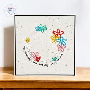 Handmade Birthday Card featuring a Floral Design and Sparkling Gem Accents | 170