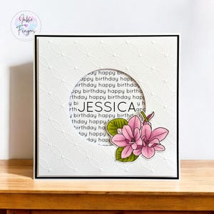 Pink Magnolia, Personalised Birthday Card with Hand Coloured Flower | 383