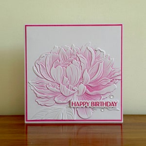Peony Flower Birthday Card, Choice of Colours & Sentiments, 3D Embossed ...