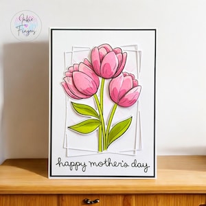 Mother's Day Card, Tulips for Mum, Handmade Happy Mothers Day Card, Birthday Card, Pink, Purple, Blue or Orange | 156