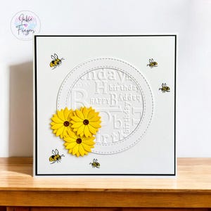 Handmade Birthday Card featuring Bright Yellow Flowers and Bees | 321