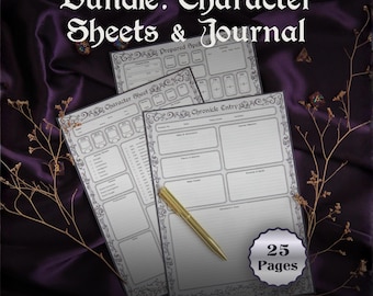 Lot de feuilles de personnage et de carnets Fantasy D&D : imprimables, à remplir (testés par le MD et le joueur)