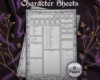 Scheda personaggio stampabile per D&D 5e / Schede personaggio per giochi di ruolo fantasy compilabili / Design ottimizzato per classe
