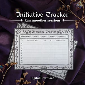 D&D Initiative Tracker Printable | Fillable DM Combat Tracker | Reusable Encounter Sheet
