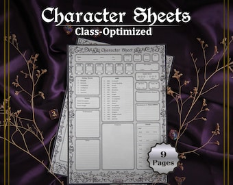 D&D 5e Printable Character Sheet | Fillable Fantasy RPG Character Sheets | Class Optimized Design