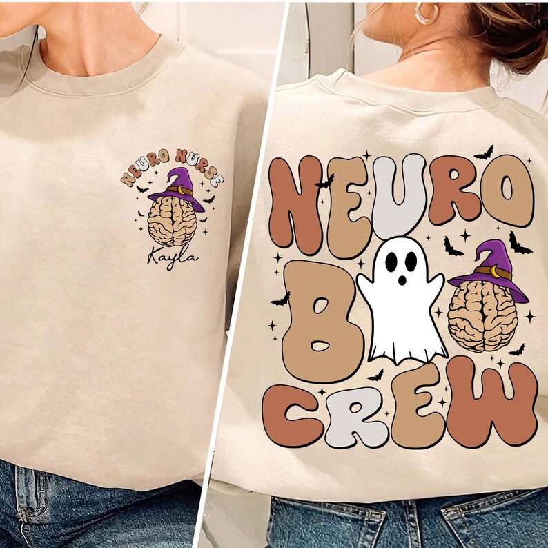 Custom Name Neuro Nurse Shirt, Neurology Halloween Gift, Neuro Boo Crew, Neuro Physical Therapy, Nursing Student Shirt, Halloween Nurse Gift image 3