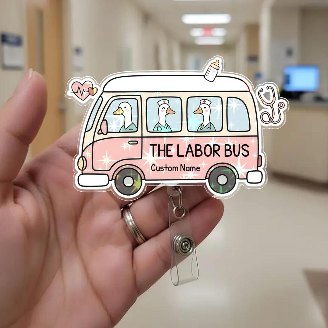 Custom Name Labor and Delivery Nurse Badge Reel, Funny OBGYN Midwife ...
