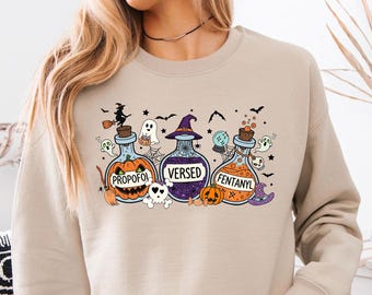 Sweatshirt Halloween verpleegkundige, shirt Halloween verpleegkundige pillen, Pumpkin Spice Propofol, Halloween ICU verpleegkundige shirt, herfst verpleegkundige Tee, Spooky verpleegkundige Tee