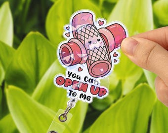 Open Up To Me Stent Abzeichen Reel, Cardiac Intensive Einheit Eingriffs Kardiologen Lanyard Cath Lab Krankenschwester Erzieher Geschenk Herz Namensschild Krankenschwester