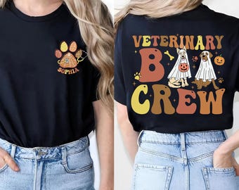 Chemise d'Halloween pour technicien vétérinaire, Chemise d'Halloween pour technicien vétérinaire avec nom personnalisé, Cadeau d'Halloween pour vétérinaire, Chemise d'assistant vétérinaire, Cadeaux pour étudiant vétérinaire
