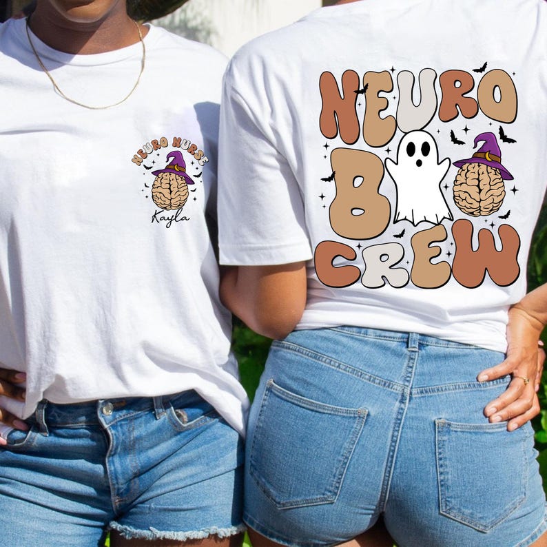 Custom Name Neuro Nurse Shirt, Neurology Halloween Gift, Neuro Boo Crew, Neuro Physical Therapy, Nursing Student Shirt, Halloween Nurse Gift image 1