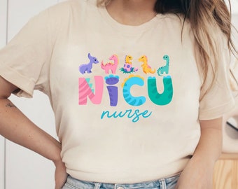 Camicia da infermiera NICU, T-shirt per animali da infermiera NICU, Regalo di apprezzamento per infermiere, Unità di terapia intensiva neonatale, Maglietta dinosauro infermiera NICU, Infermiera NICU