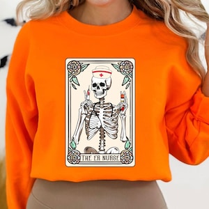 Camiseta de Halloween para enfermeira de emergência, camiseta de tarô para enfermeira de emergência, presente para enfermeira de emergência, semana de valorização da enfermeira de emergência