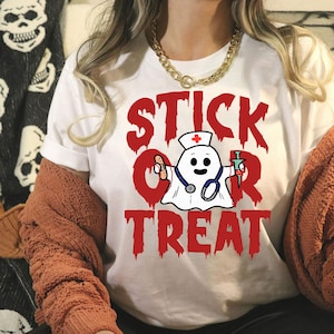 Stick or Treat! Halloween Nurse Sweatshirt, Nurses Shirt, Nurse Apparel, Nurse Halloween Shirt, Nurse Humor, Funny Nurse Shirt, Nurse Life
