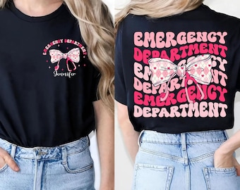 Custom Name Coquette Emergency Nurse Shirt ER Nurse Shirt Emergency Room Nurse Shirt Emergency Department Nurse Shirt Trauma Nurse Shirt