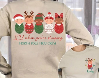 Custom Name Christmas NICU Nurse T-shirt: Winter Stocking Stuffer