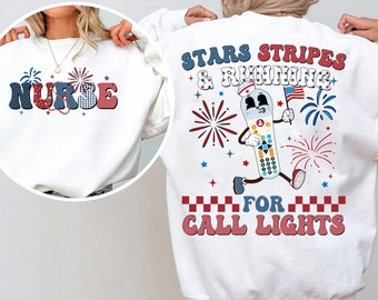 Stars Stripes Running For Call Lights-Nurse 4th of July Shirt,CNA Nurse Gift, Independence Day Emergency Room Rn Shirt,Patriotic Nurse Shirt
