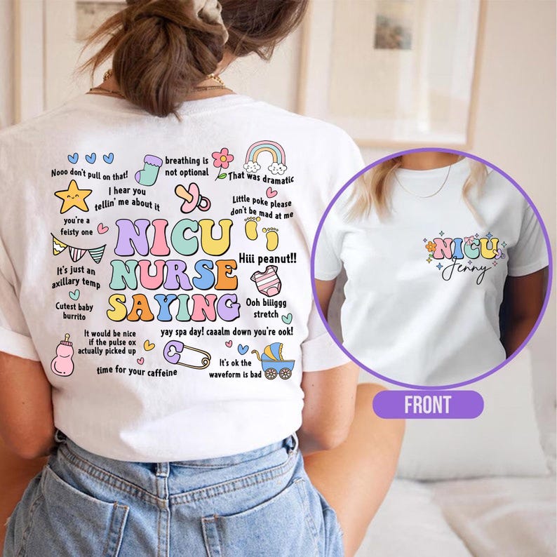 Benutzerdefinierter Name NICU Krankenschwester, lustiges Krankenschwester-Shirt, NICU-Krankenschwester, die Shirt sagt, neonatale Krankenschwester-Shirt, Retro Konzert-T-Stück, lustiges Krankenschwester-T-Stück, Nicu RN Geschenke Bild 4