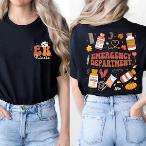 Customized ER Nurse Shirt, Halloween Nurse Shirt,ER Boo Crew Funny ER Ed Nurse Tech Shirt Emergency Room Rn Shirt, Emergency Department Gift