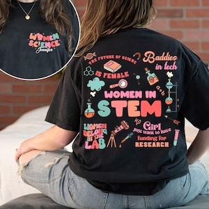 Custom Name Women in STEM Shirt, STEM Student Gift, Gift for Women in Science, Technology, Engineering, and Math, Lab Week Shirt, Lover Lab