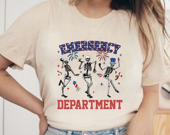 ER Nurse Emergency Department Shirt, 4th Of July Nurse Shirt, Independence Day Nurse Shirt, Nurse Shirt, Skeleton Nurse Shirt
