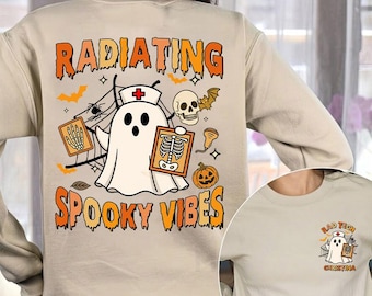 Custom Name Halloween Ghost Radiology Tech Shirt, Rad Tech Halloween Shirt, Spooky Radiologist Shirt,Radiology Tech Pumpkin,X-ray Tech Shirt