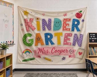 Personlig lärartapet med årskurs, anpassad lärarnamnsbanderoll, välkommen till klassentapet, tillbaka till skolan-banderoll, klassrumsdekorationer