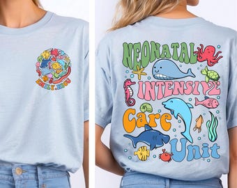 Custom Name NICU Shirt, Neonatal Intensive Care Unit Nurse Tee, Doctor, Neonatal RN Tshirt, Sea Life, Ocean, Nautical, Nursing, Gift