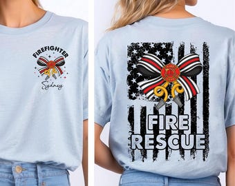 Custom Name Firefighter Shirt,Coquette Firefighter Shirt,Retro Firefighter Shirt,Cute Firefighter Shirt,Firefighter Gift,Women's Firefighter
