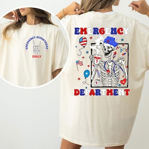 Personalized Emergency Department 4th Of July Shirt, ER Nurse Shirt 4th of July Shirt, Emergency Room Rn Shirt, ER Crew Shirt, Nurse Gift