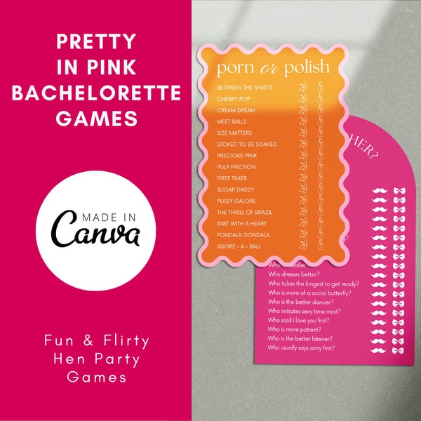 Bachelorette Games | Fun and Flirty  | Modern Hens | Bridal Shower Party Games | Bachelorette Party |